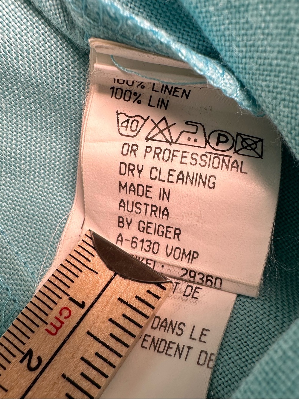 Vintage 90’s Geiger Austria 100% Linen Blue Midi Dress EU 38 US 8 Button Front - Picture 6 of 9